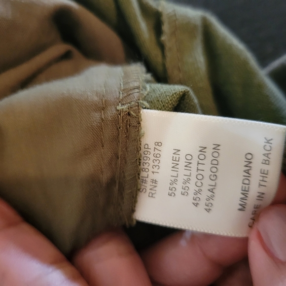Love tree  linen cotton blend casual pants in olive sz M - Picture 6 of 9